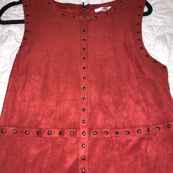 Spense Brick Faux Suede Dress Metal Detailing - Picture 1 of 9